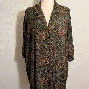 Marina Rinaldi Elegant Green Geometric Patterned Viscose Blouse Made in Italy